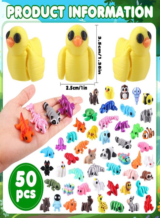 Celltestria 50Pcs Mini 3D Printed Animals for Kids Little 3D Printed Figurines for Party Favors Gifts Exchange Flexible Articulated Fidget Toys for Classroom Prize Rewards Goodie Bags - Image 2
